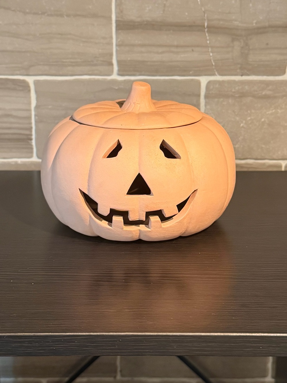 Vintage 1995 Hermitage Pottery Terracotta Pumpkin Jack O Lantern Candle Burner